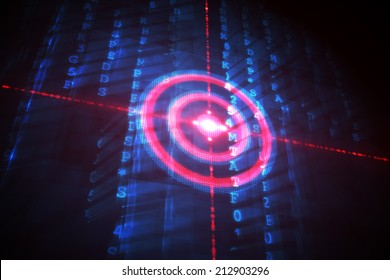 Digital Target Over Computing Matrix On Black Background