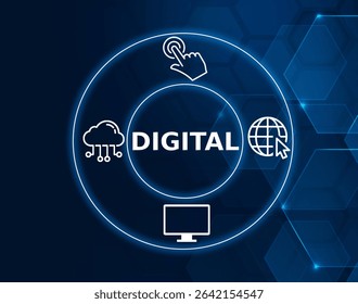 digital tech concept.Refers to data, systems, or technologies that are encoded in binary format, representing information in electronic form for easier storage, processing, and communication.