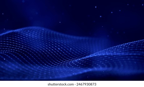 Digital technology background. Dynamic wave of glowing points. Futuristic background for presentation design. 3d rendering.