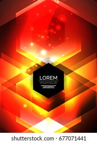 Digital technology glowing arrows, modern geometric abstract background with light effects and place for your message