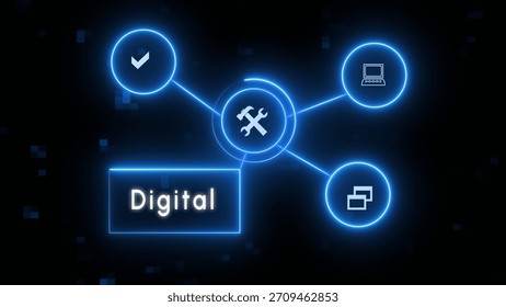 Digital technology network connection icon illustration. Global communication network concept.