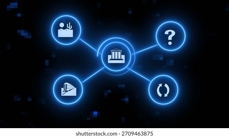 Digital technology network connection icon illustration. Global communication network concept.