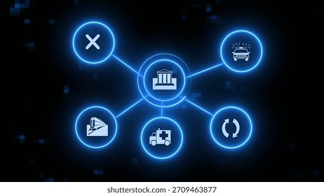 Digital technology network connection icon illustration. Global communication network concept.