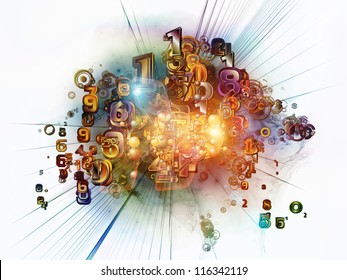 Digital Technology series. Abstract composition of numbers, symbols and fractal elements suitable as element in projects related to science, information and modern technology