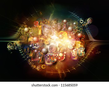 Digital Technology series. Composition of numbers, symbols and fractal elements on the subject of science, information and modern technology