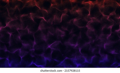 Digital Technology Wave Top View. Dark Cyberspace With Multicolored Motion Dots. Futuristic Digital Background. Big Data Analytics. 3d Rendering.