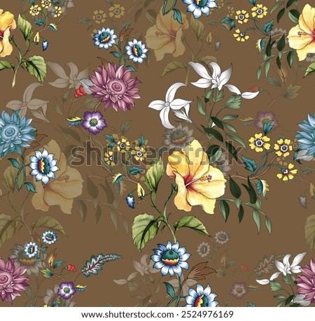 digital textile allover floral pattern ornament element background texture surface design