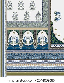 Digital Textile Design Beautiful And Elegant Floral Mughal Art Style Designs For Print