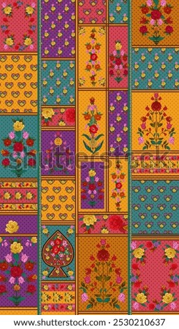 digital textile design border element ornament flower bunch