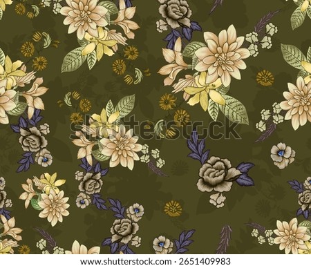 digital textile design flower element new semi bold flower allover design