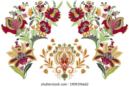 digital textile design flowers and leaves for ladies shirts and any kind of printing