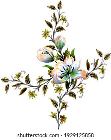 Digital Textile Design Flowers Leaves Stock Illustration 1929125858 ...
