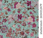 Digital textile design flowers pattern texture.digital silk scarf design with seamless textile pattern