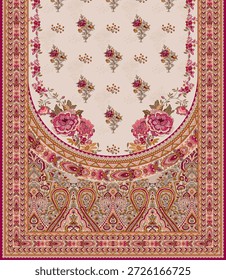 Digital textile design front back and front design dupatta Motifs