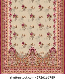 Digital textile design front back and front design dupatta Motifs