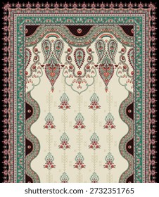 Digital textile design front back and front design dupatta Motifs