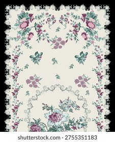 Digital textile design front back saleev and dupatta design