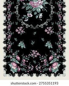 Digital textile design front back saleev and dupatta design