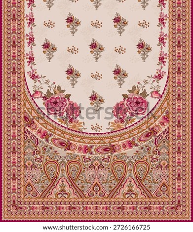 Digital textile design front back and front design dupatta Motifs