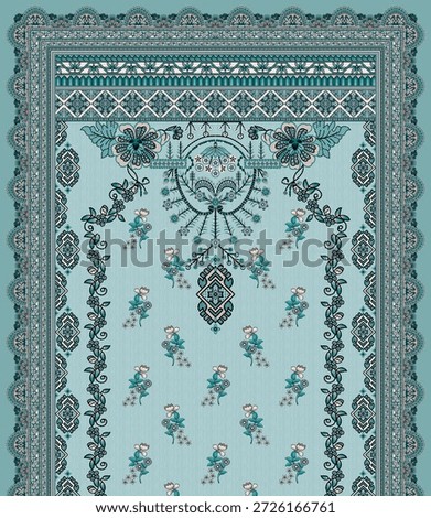 Digital textile design front back and front design dupatta Motifs