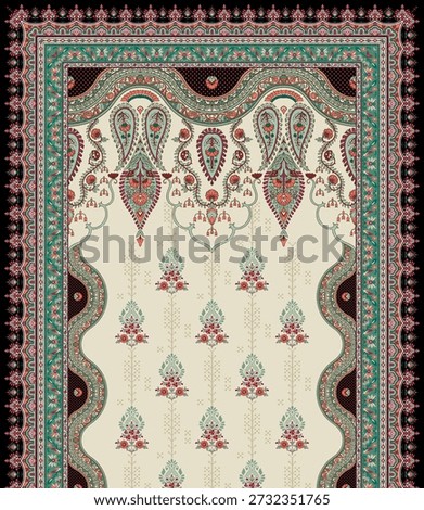 Digital textile design front back and front design dupatta Motifs