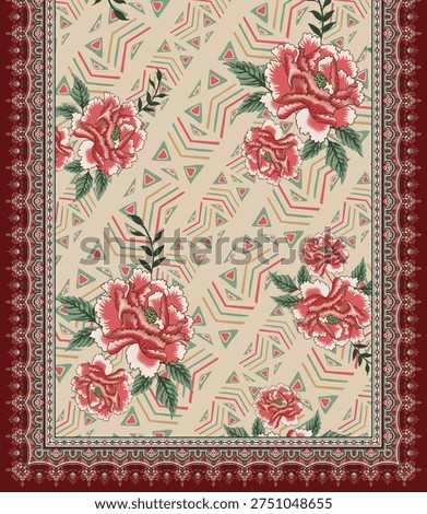 Digital textile design front back saleev and dupatta design