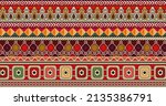 Digital textile design motif with  geometrical border  and ethnic style decoration with botanical flowers and ornaments
