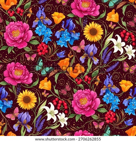 Digital And Textile Design Pattern With geomatrical and motif and ethnic stlye with botiancal flower and ornament