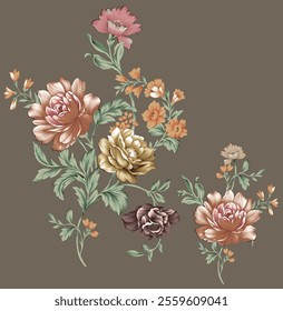 Digital And Textile Design Pattern Digital Motif Design Illustration Artwork for textile print For Textile Branding with watercolor flowers roses, floral texture. Design for cover, fabric, textile abs