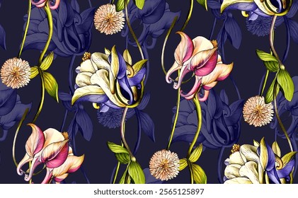Digital And Textile Design Pattern Digital Motif Design Illustration Artwork for textile print For Textile Branding with watercolor flowers roses, floral texture. Design for cover, fabric, textile abs