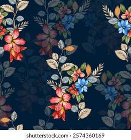 Digital And Textile Design Pattern Digital Motif Design Illustration Artwork for textile print For Textile Branding with watercolor flowers roses, floral texture. Design for cover, fabric, textile abs