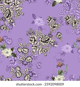 Digital And Textile Design Pattern Digital Motif Design Illustration Artwork for textile print For Textile Branding with watercolor flowers roses, floral texture. Design for cover, fabric, textile abs
