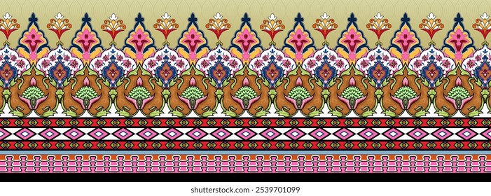 Digital textile elegant design front and back stylish concept with luxury and geometrical border geometrical and ethnic design ready for print