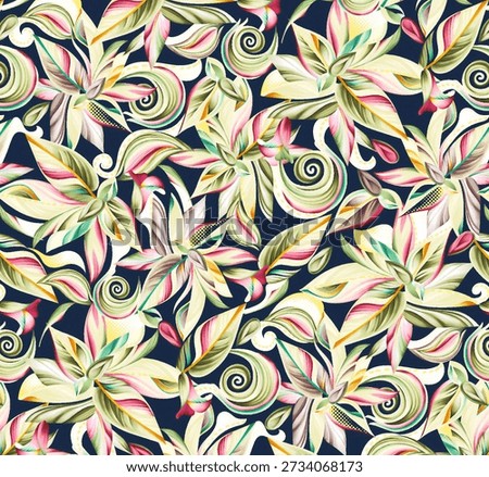 Digital Textile Pattern Floral seamless allover design pattern, position print design all over abstract and charming for textile factory.