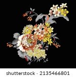 Digital textile printing fabric design flower and leaves pattern background textures hd images abstract