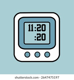 Digital timer or stopwatch with a clear display showing time, set against a blue background. Simple and modern design representing time management, countdown, and precision