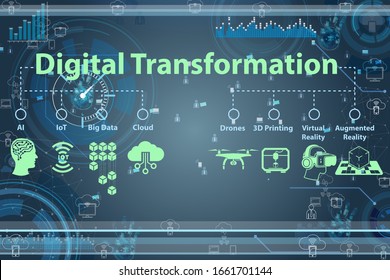 Digital transformation concept - 3d rendering