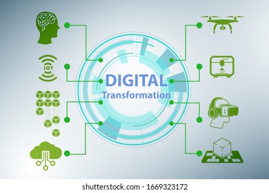 Digital transformation concept - 3d rendering