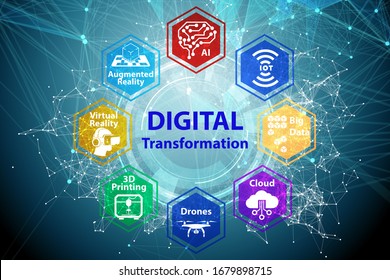 Digital transformation concept - 3d rendering