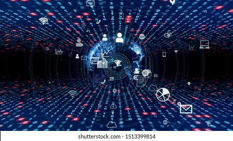 Digital Transformation Concept. Binary Code. Computer Programming.