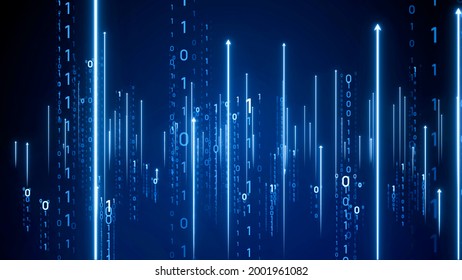 Digital Transformation Concept. Binary Code And Arrow Symbols.