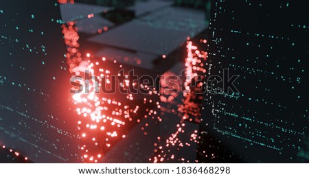 Digital transformation concept. computer programming code. Science and technology background of big data cryptography. abstract motion background. 3D render, 4K seamless loop
