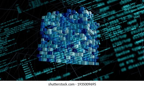 Digital Transformation Concept. System Engineering. Binary Code. Programming.