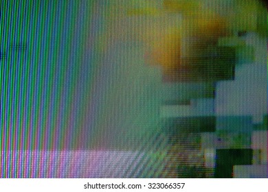 Digital TV Broadcast Glitch, Television Screen As Technology Background