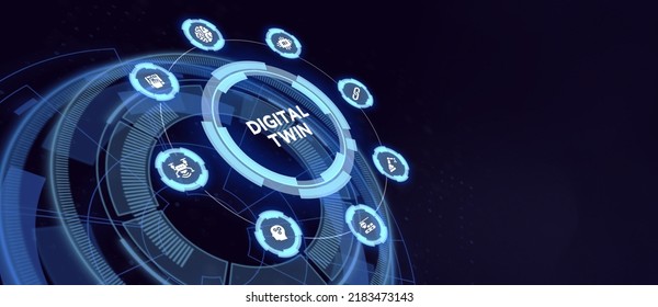 Digital Twin Industrial Technology And Manufacturing Automation Technology. 3d Illustration