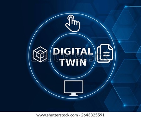 digital twin tech concept.A virtual replica of a physical entity or system, often used in simulations, monitoring, and predictive maintenance to optimize performance and understand behavior.