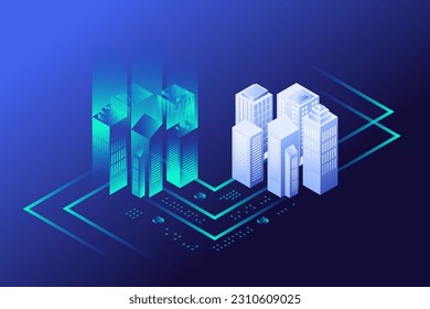 Digital Twins Technology Illustration, future of building construction, architects and engineers - Powered by Shutterstock