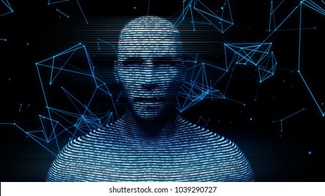 A digital virtual man generated from binary code 3d illustration