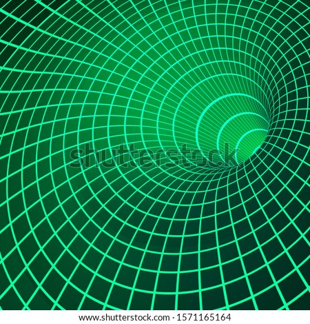 Digital visualisation Wormhole. Singularity and event horizon - warp space and time. illustration