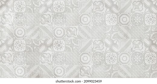 Digital Wall Tile Decor For Home, Ceramic Tile Design, Seamless colourful patchwork in Indian style, wallpaper, textile, web page background - 3D Illustration